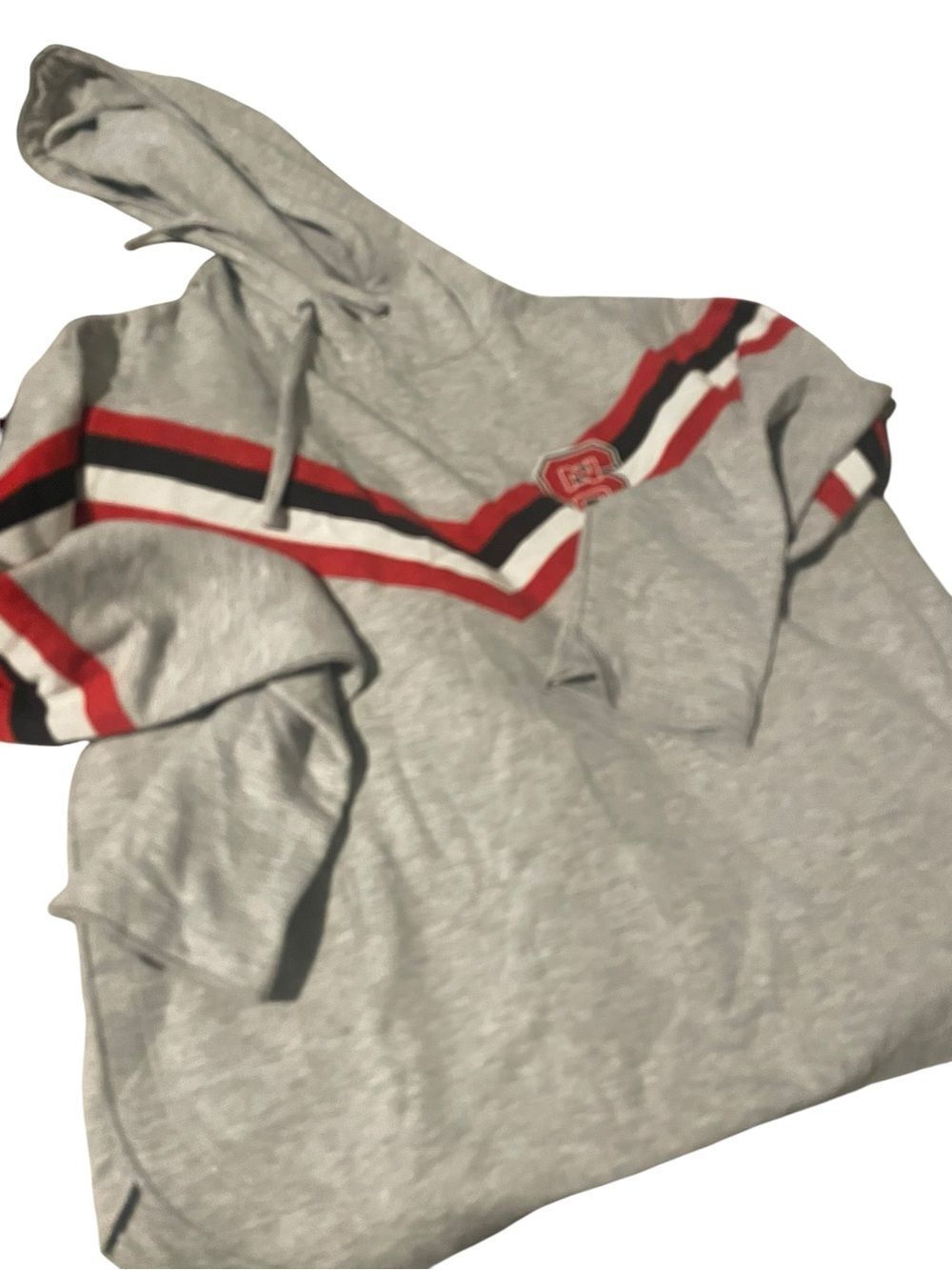 Concept Sport size medium Gray Hooded Sweater with Red and Black Stripes nwt